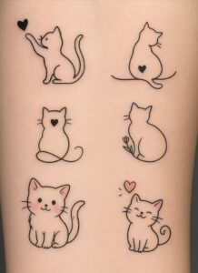 Tatuagem Minimalista de gato delicada e fofa