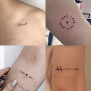 Tatuagem Minimalista com datas e palavras