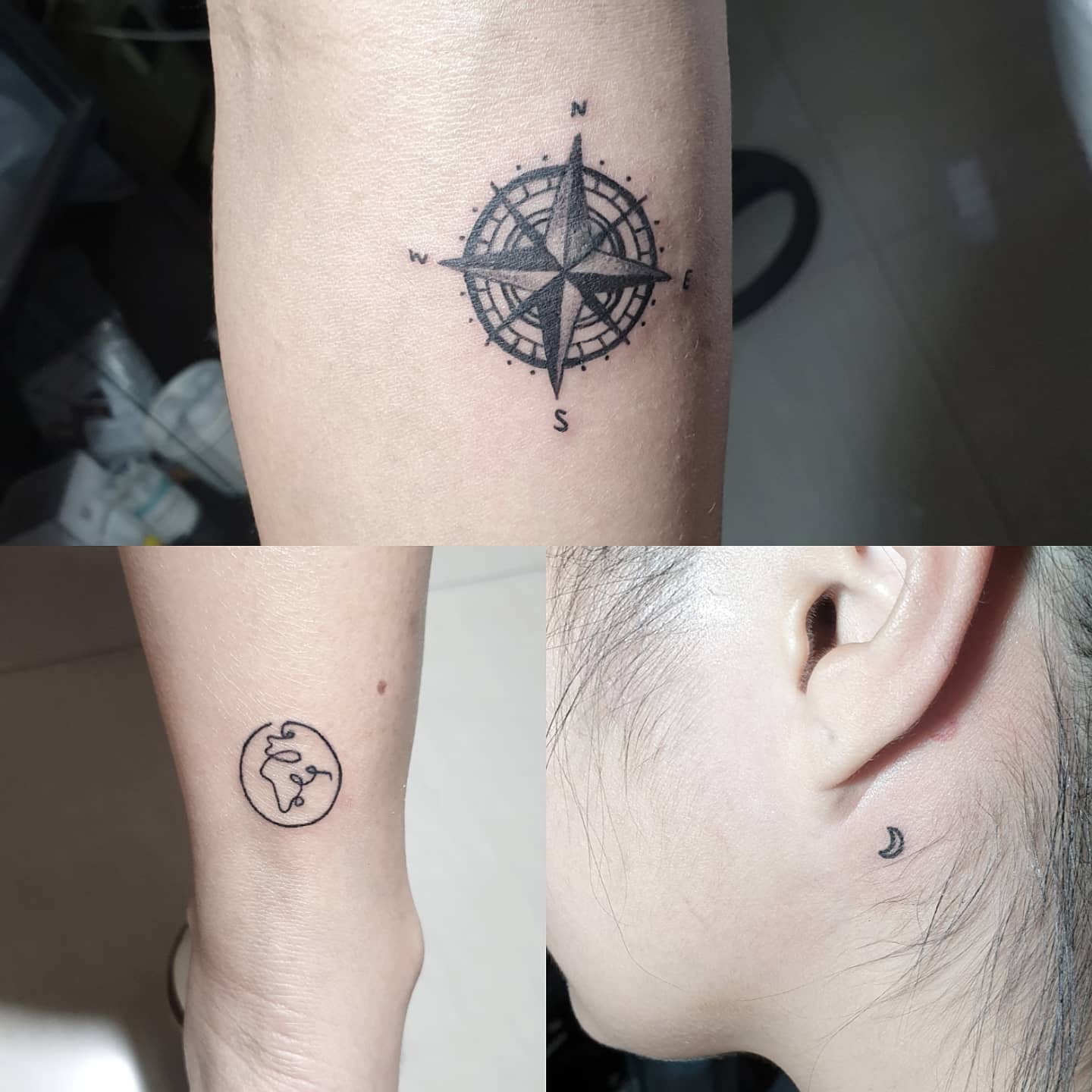 Tatuagem Minimalista de bússola no braço