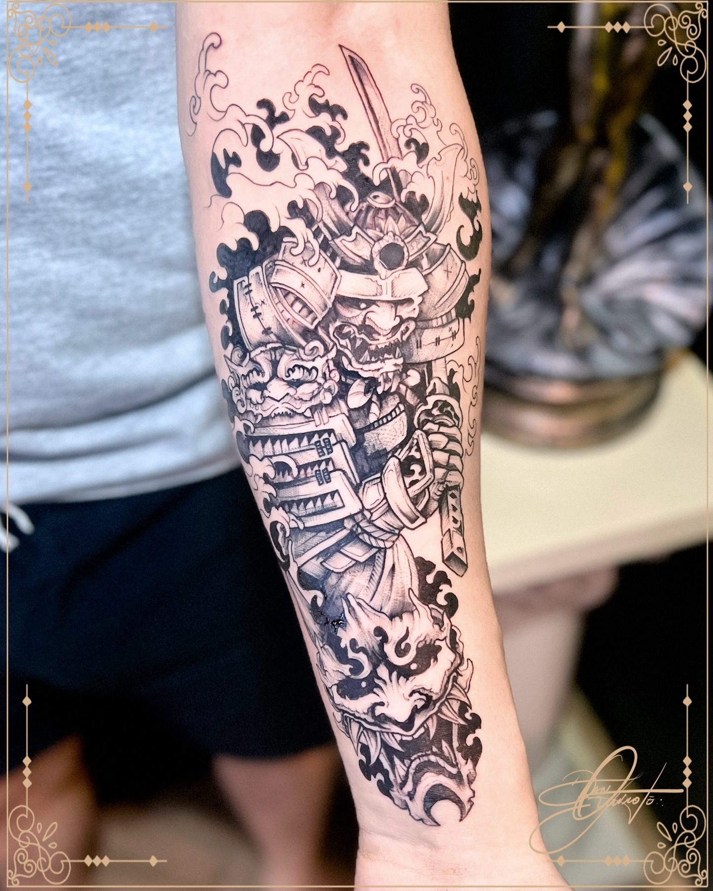Tatuagem Samurai Grande no Antebraço