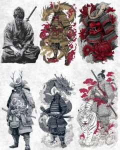 Tatuagem Samurai Dragao e Guerreiro moderna Grande
