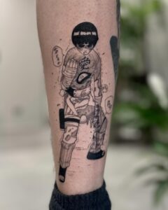 Tatuagem do Gaara com personagem em estilo preto e branco