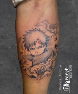 Tatuagem do Gaara com o personagem Gaara na perna
