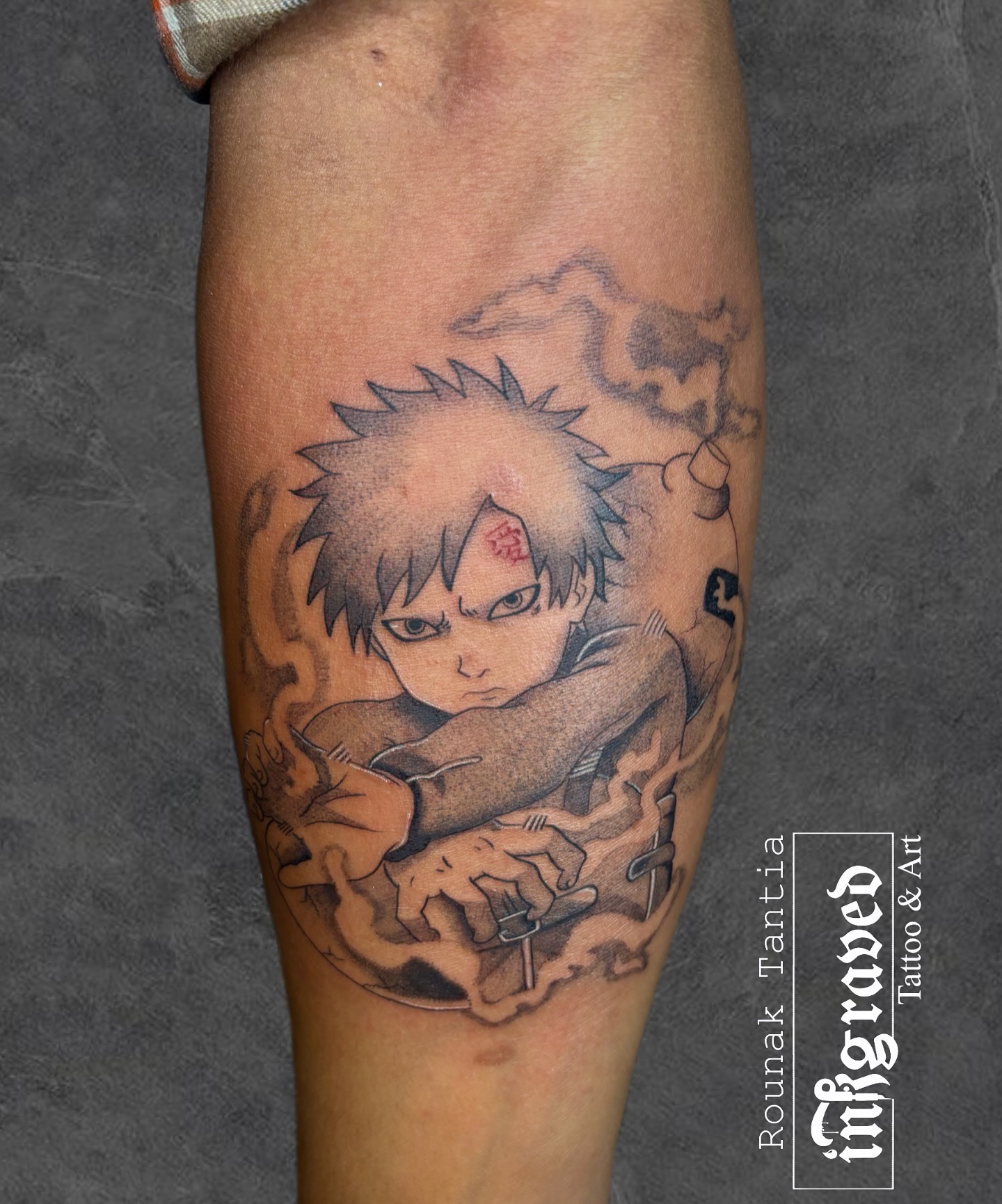 Tatuagem do Gaara com o personagem Gaara na perna