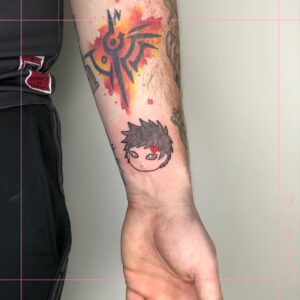 Tatuagem do Gaara com o rosto e traços característicos