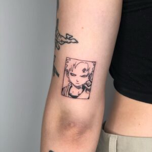 Tatuagem do Gaara retratando o personagem em estilo retrato