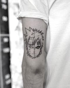 Tatuagem do Gaara com o rosto dele no braço