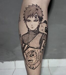 Tatuagem do Gaara ilustrando o personagem em detalhes