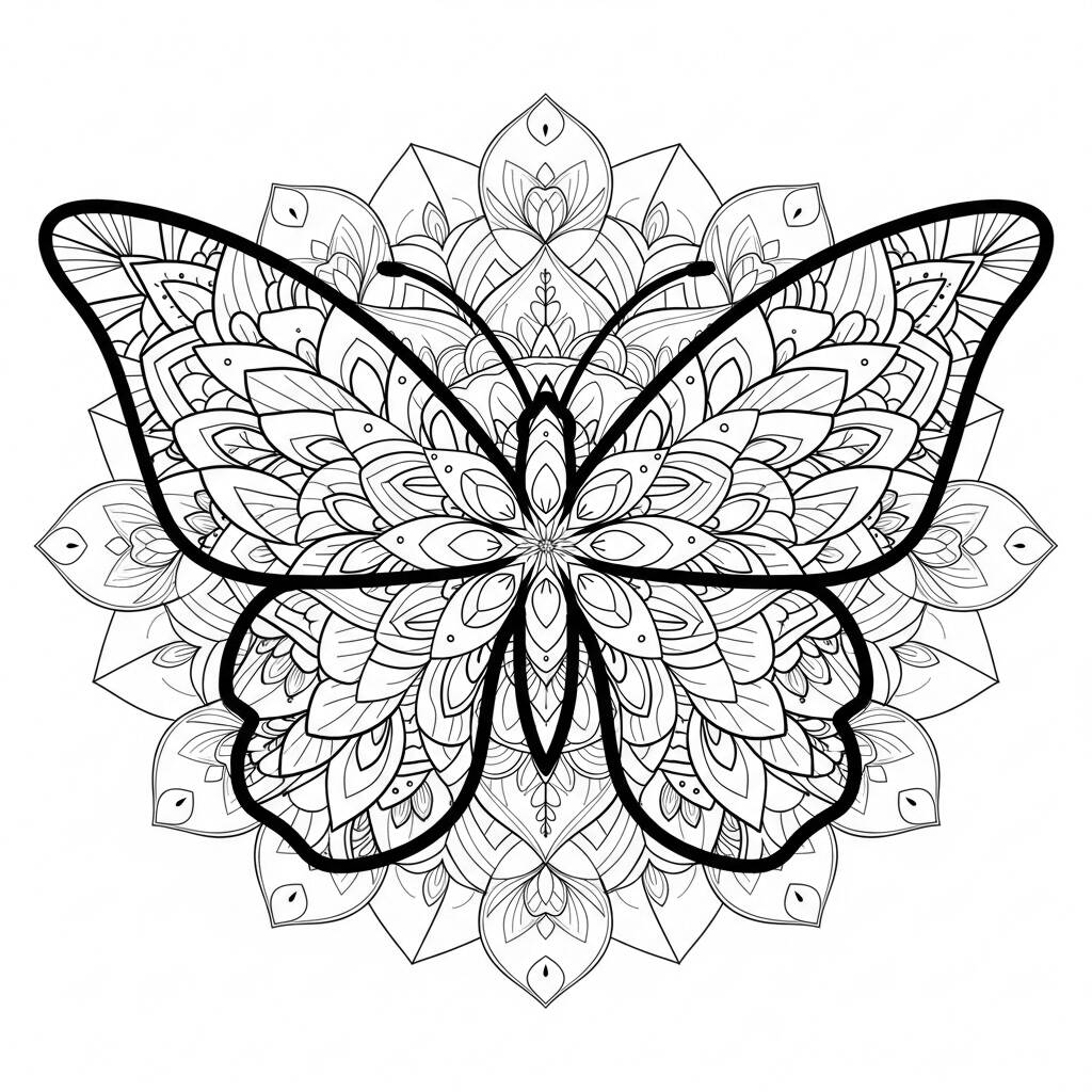 Borboleta Mandala Decorativa (Desenho para Colorir)