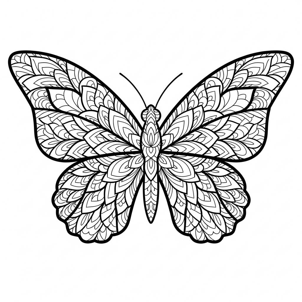 Borboleta Mandala Estilizada (Desenho para Colorir)