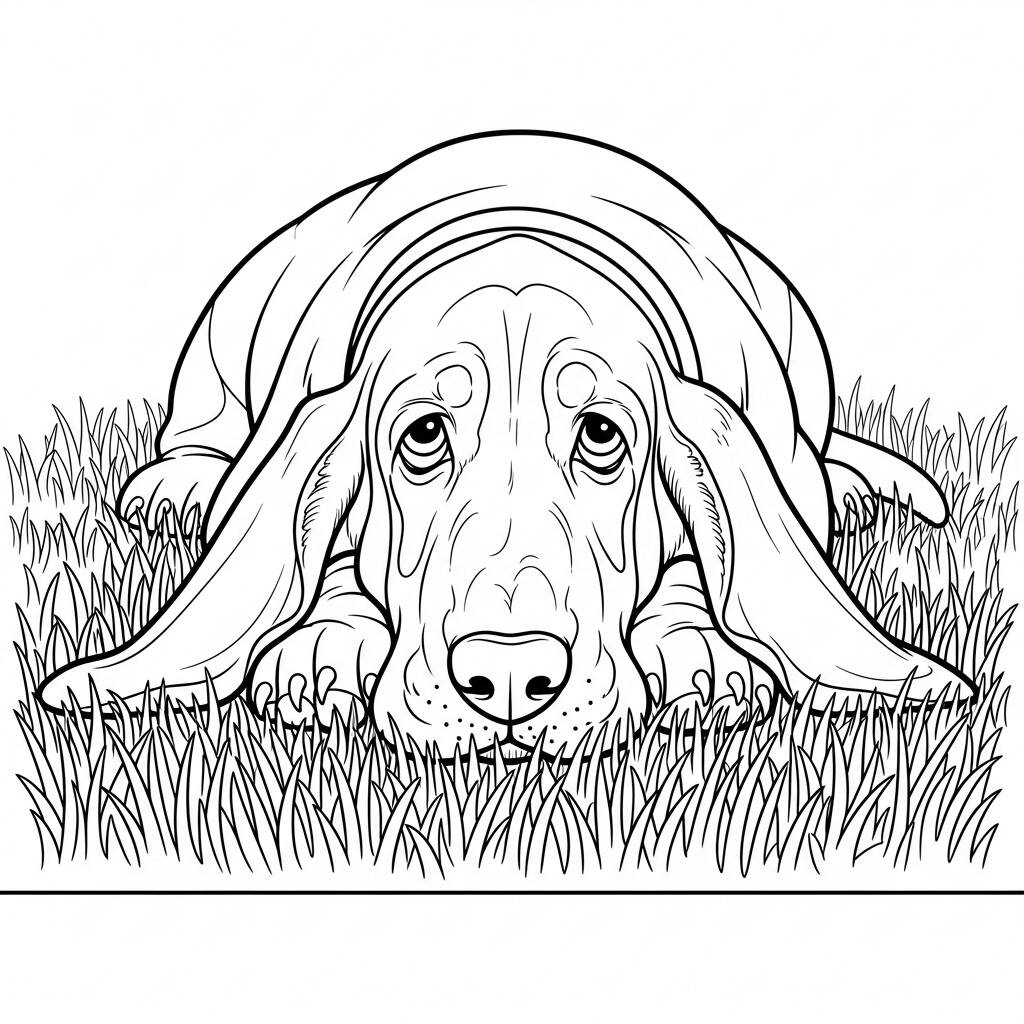 Cachorro Basset Hound (Desenho para Colorir)