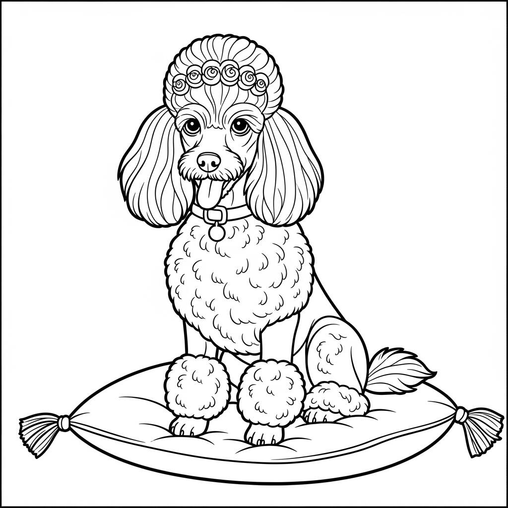 Cachorro Poodle Elegante (Desenho para Colorir)