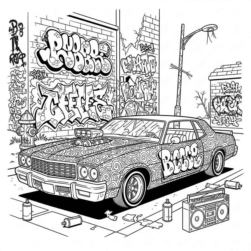 Carro de Estilo Urbano (Desenho para Colorir)