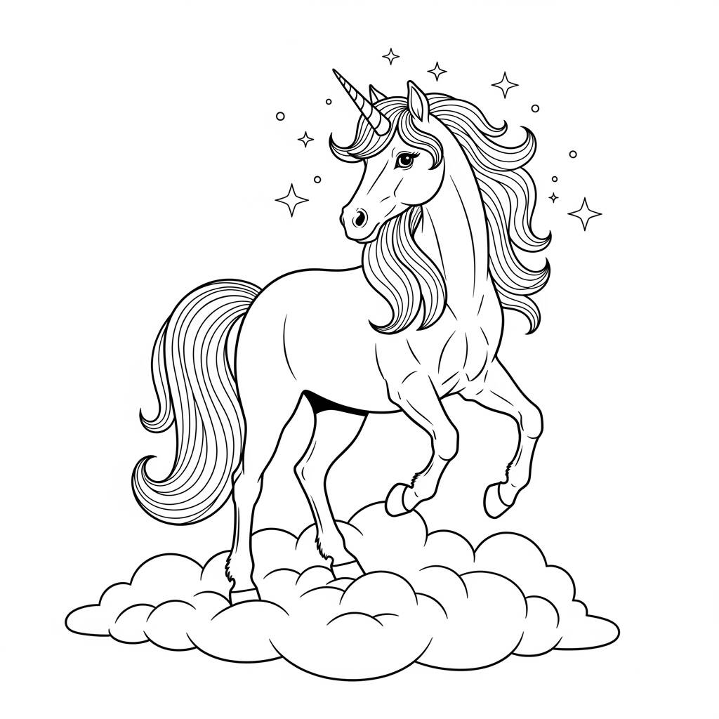 Cavalo Magico com Unicornio (Desenho para Colorir)