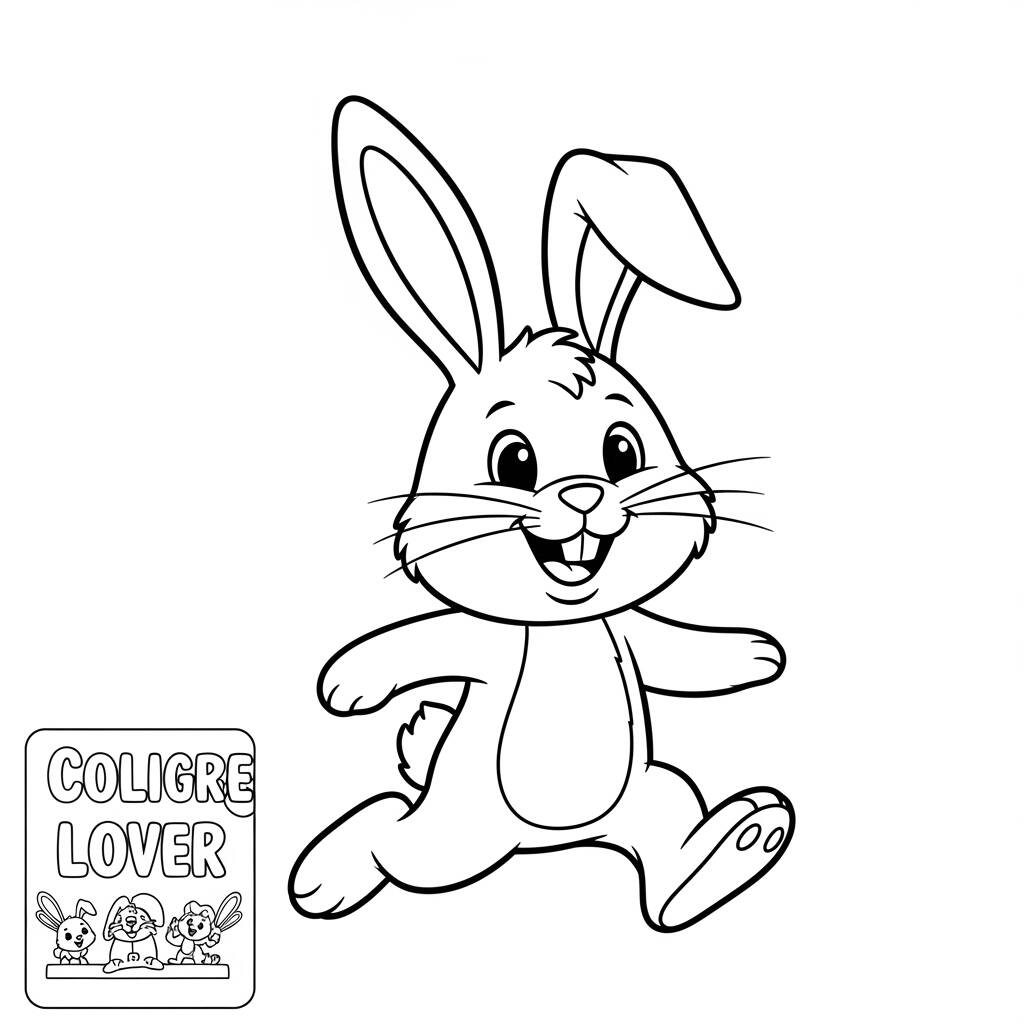 Coelhinho Kawaii Saltando (Desenho para Colorir)