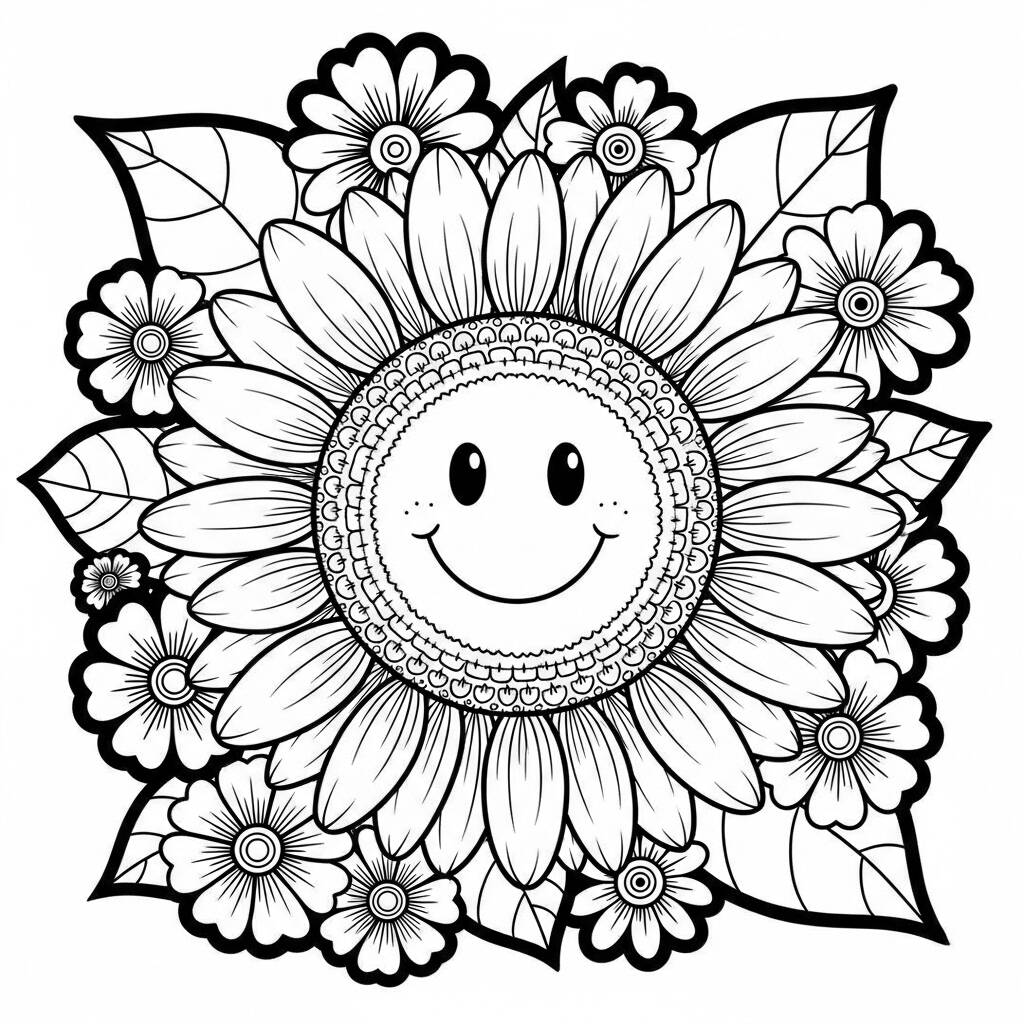 Flor de Girassol (Desenho para Colorir)