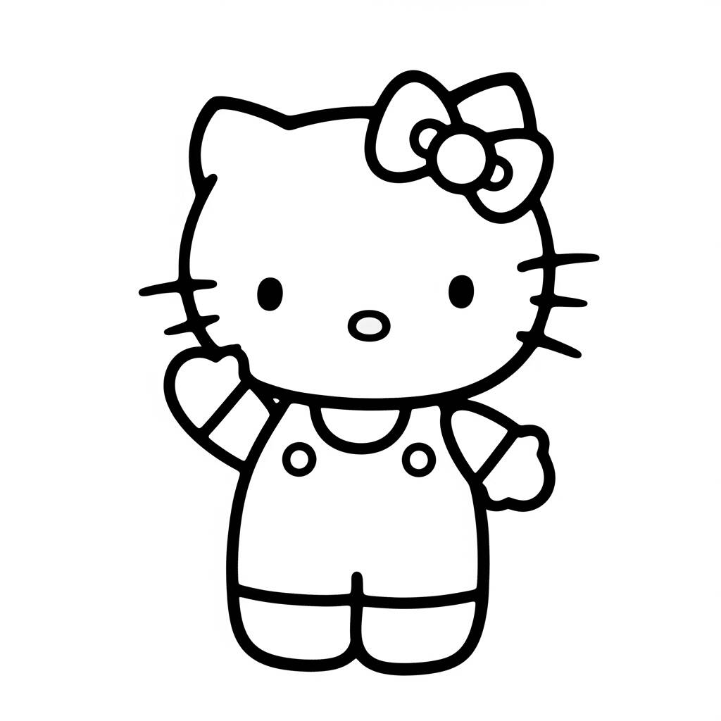 Hello Kitty acenando oi (Desenho para Colorir)