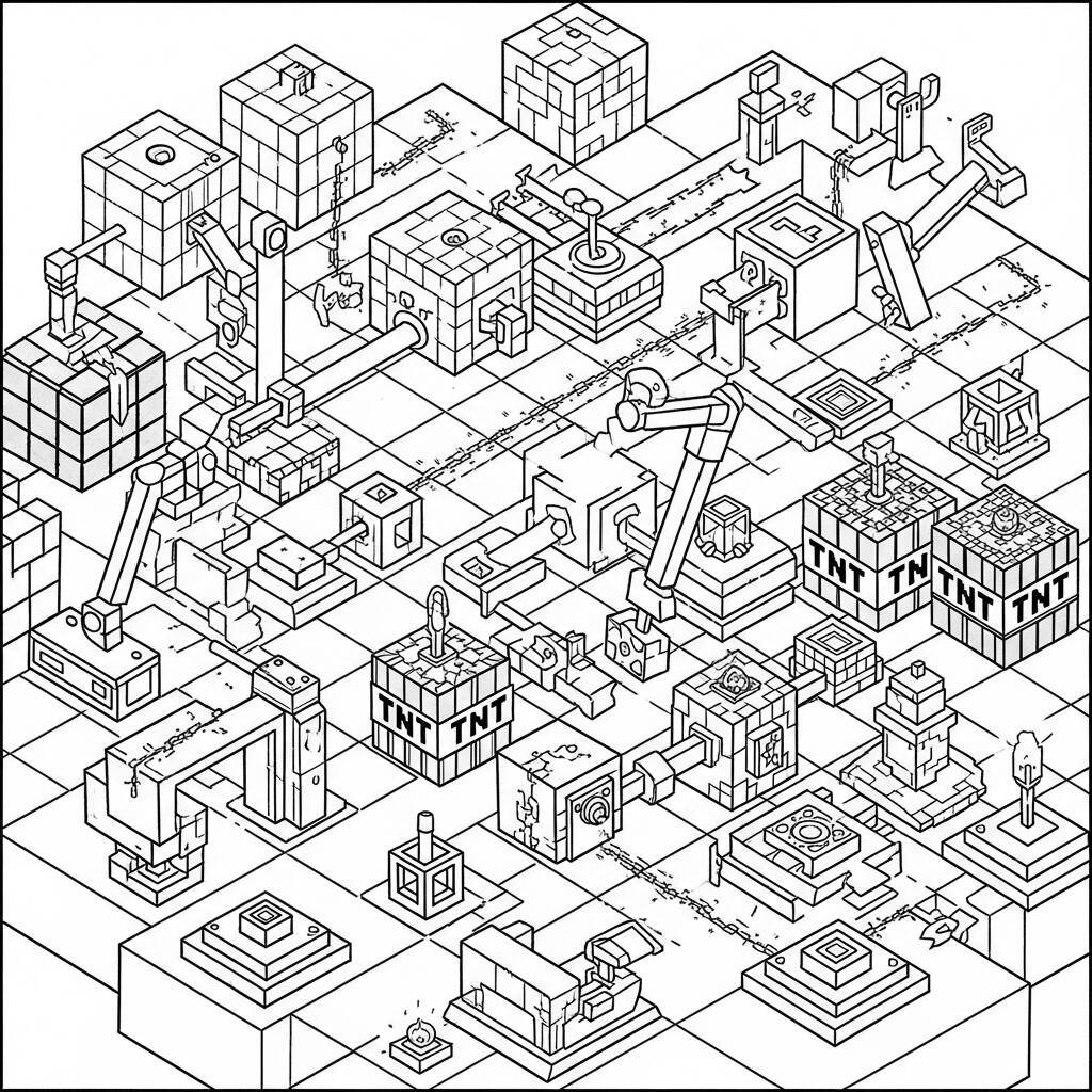 Minecraft Redstone Invencoes (Desenho para Colorir)