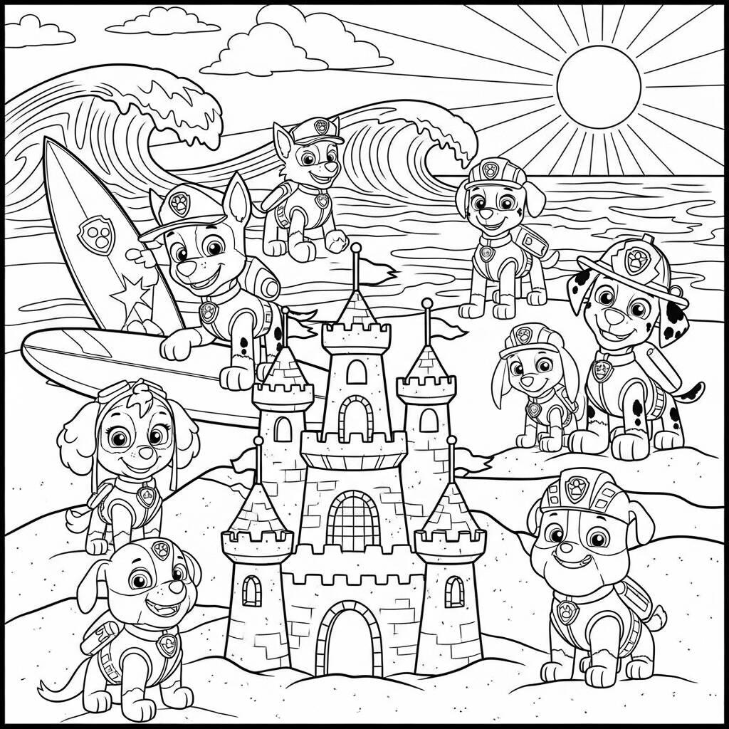 Patrulha Canina Beach (Desenho para Colorir)