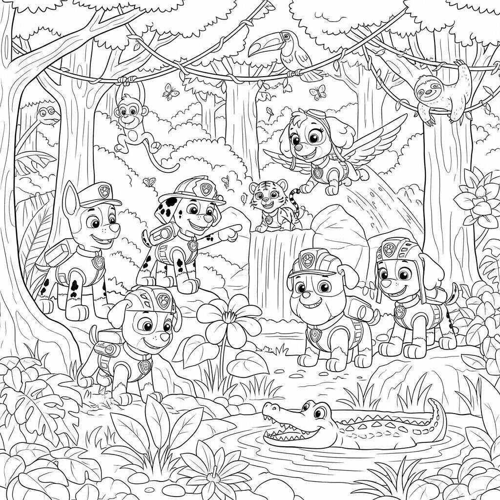 Patrulha Canina Jungle (Desenho para Colorir)