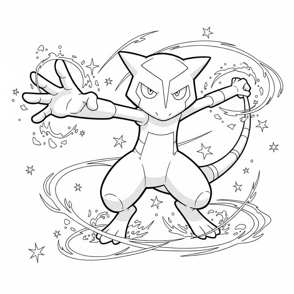 Pokemon Abra Teleportando (Desenho para Colorir)