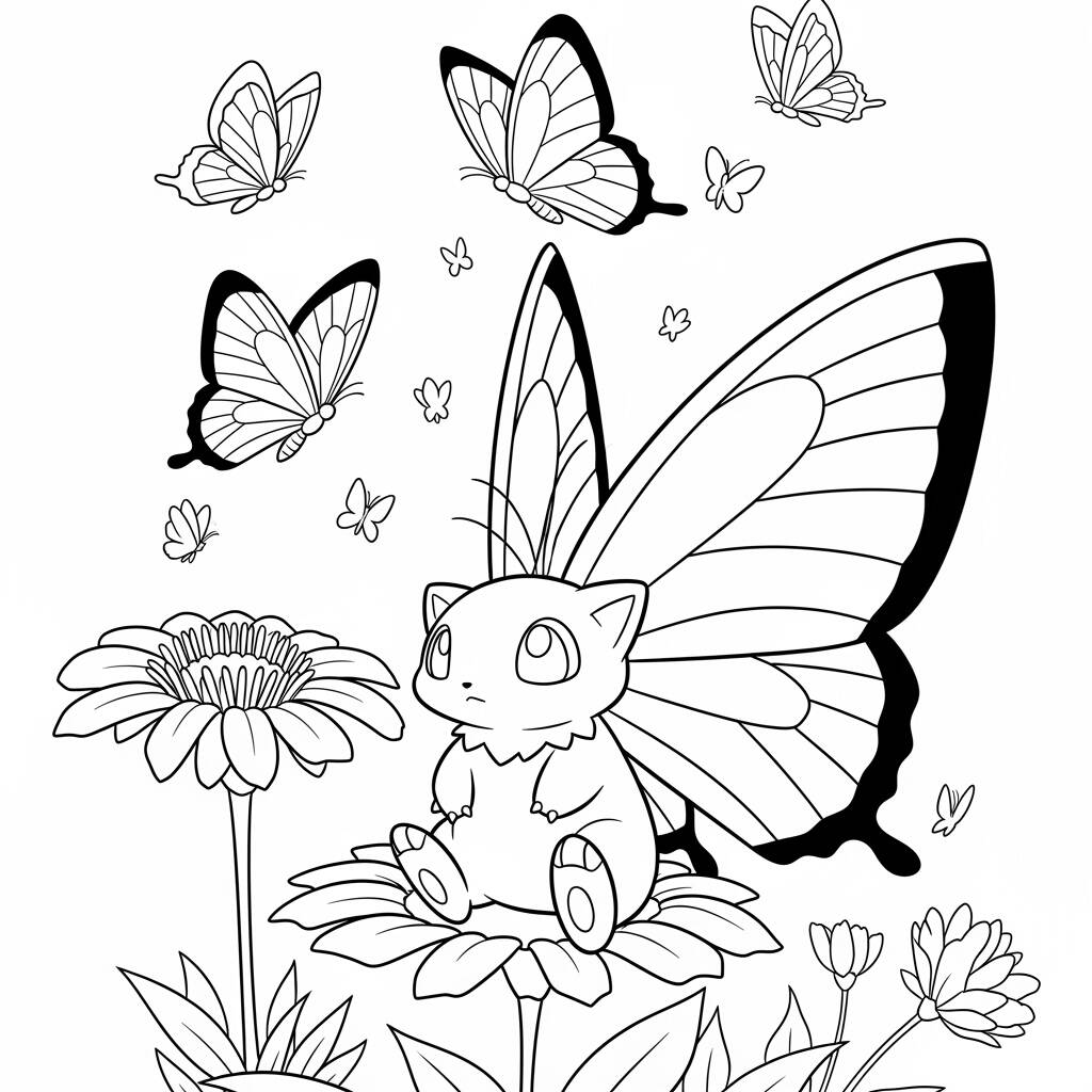 Pokemon Butterfree Borboleta (Desenho para Colorir)
