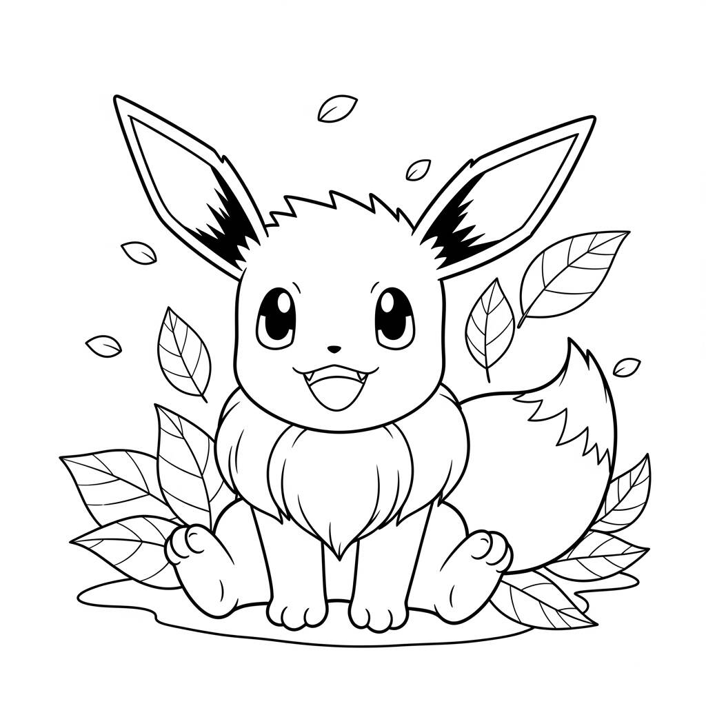 Pokemon Eevee Simples (Desenho para Colorir)