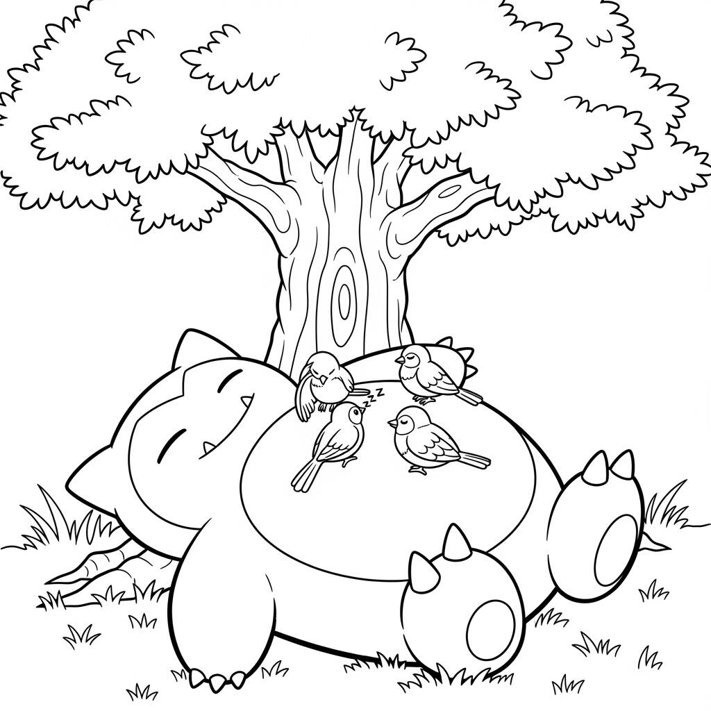 Pokemon Snorlax Dormindo (Desenho para Colorir)