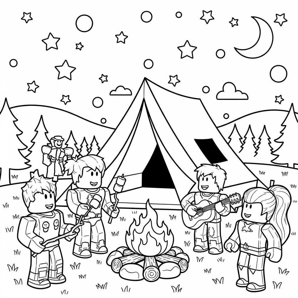 Roblox Acampamento (Desenho para Colorir)