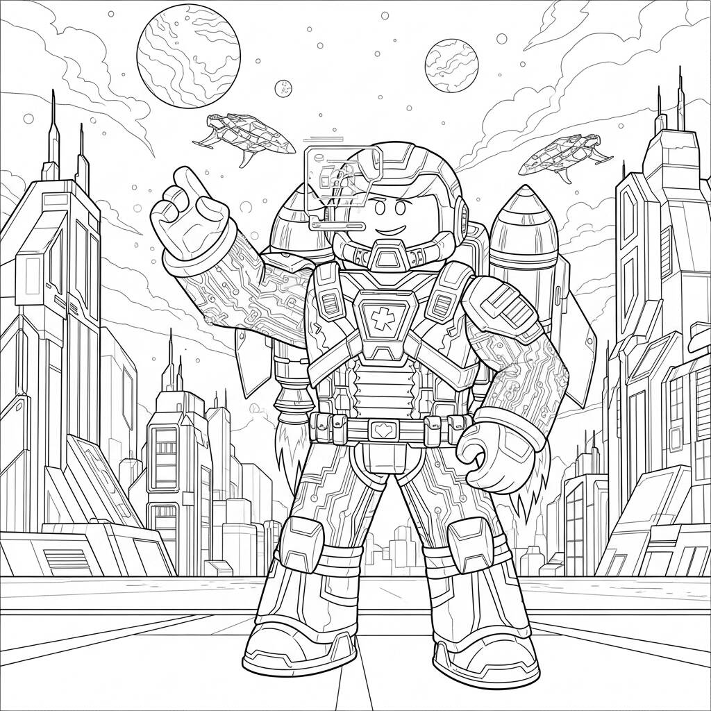 Roblox Estilo Futurista (Desenho para Colorir)