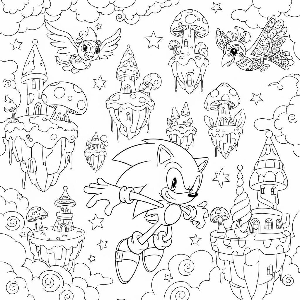 Sonic e o Mundo dos Sonhos (Desenho para Colorir)