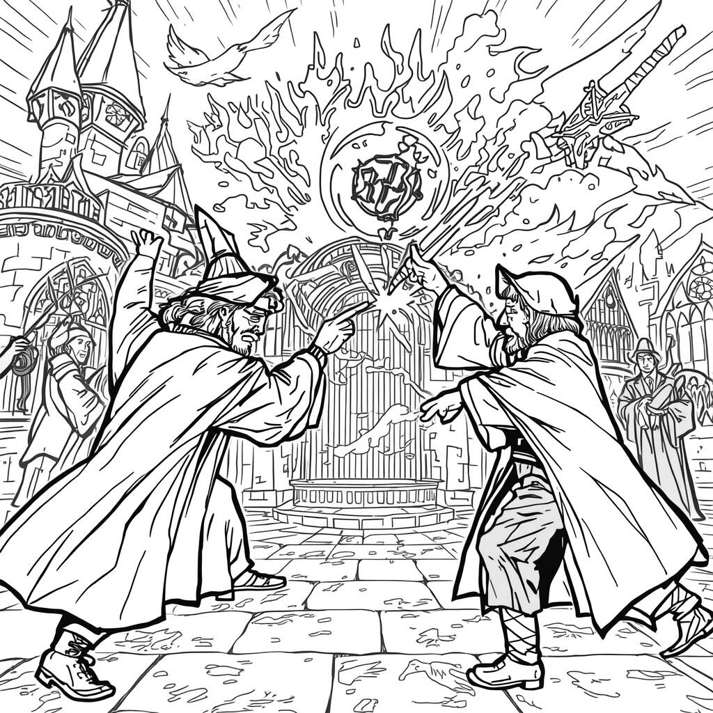 A Batalha de Hogwarts (Desenho para Colorir)
