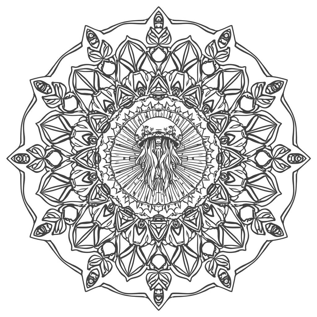 Agua viva Estilo Mandala (Desenho para Colorir)