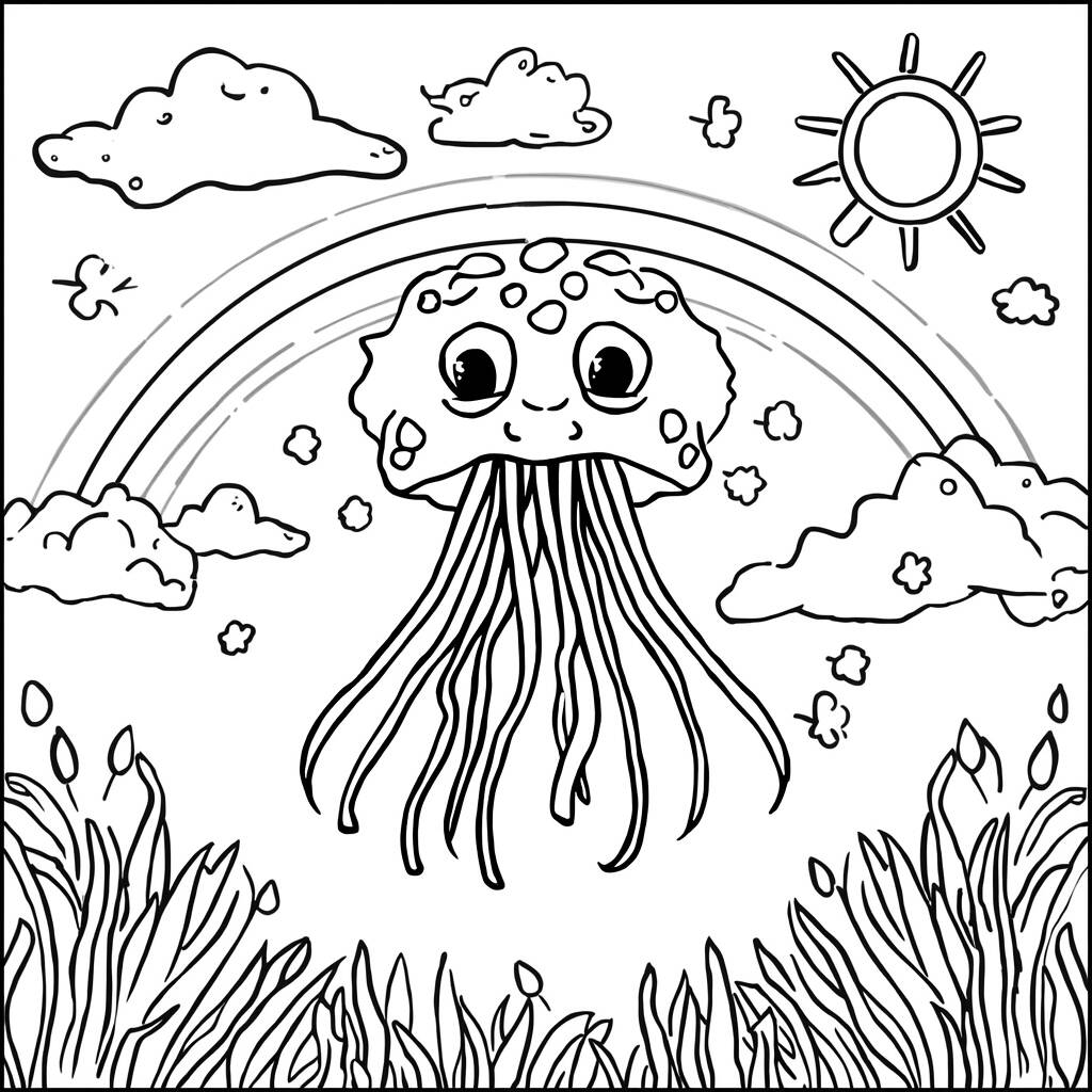 Agua viva e Arco iris (Desenho para Colorir)