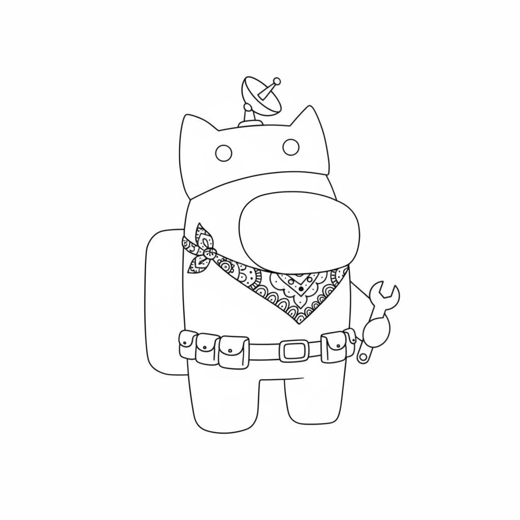 Among Us Astronauta Engraçado (Desenho para Colorir)