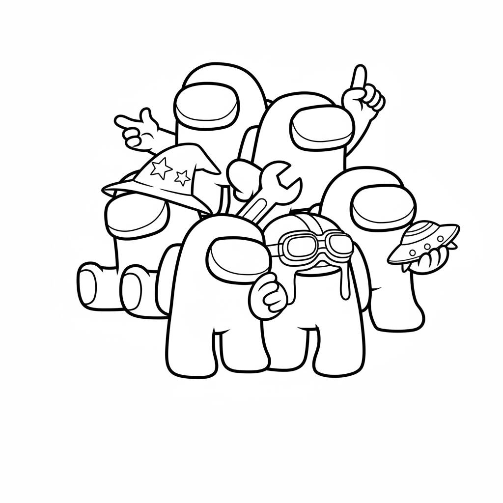 Among Us Aventura com Amigos (Desenho para Colorir)