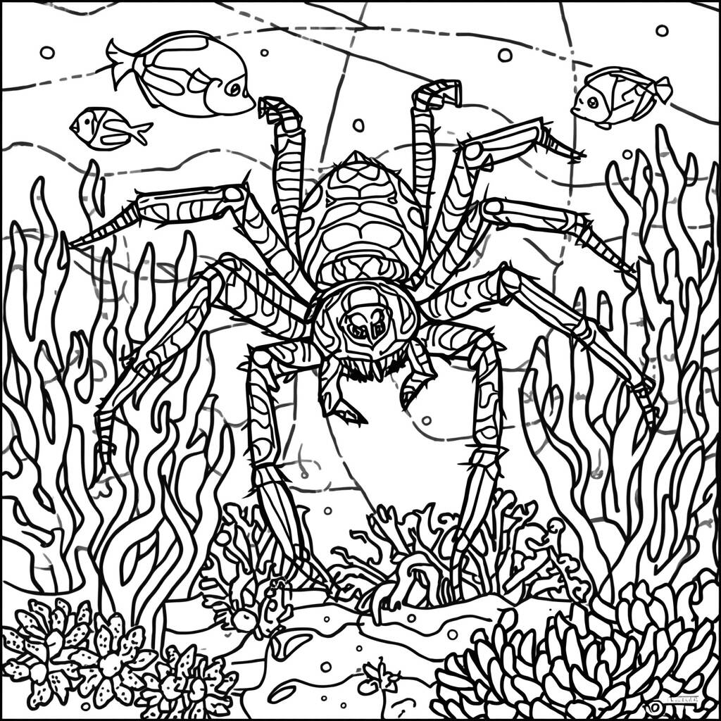 Aranha no Mundo Subaquatico (Desenho para Colorir)
