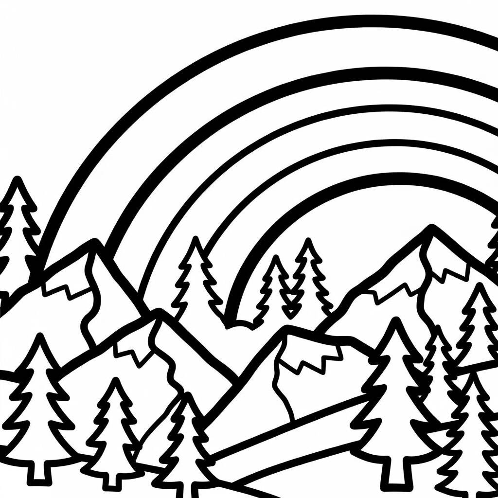 Arco Iris Realista Natural (Desenho para Colorir)