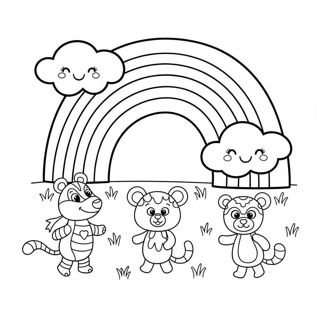 Arco Iris Simples para Criancas (Desenho para Colorir)