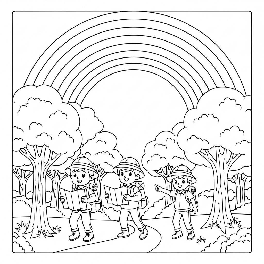 Arco Iris e Aventura (Desenho para Colorir)