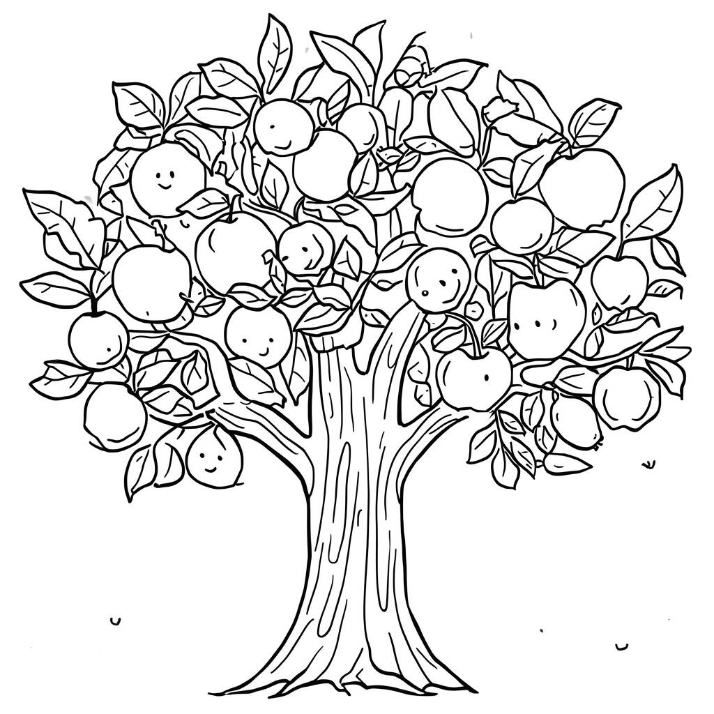 Arvore de Frutas (Desenho para Colorir)
