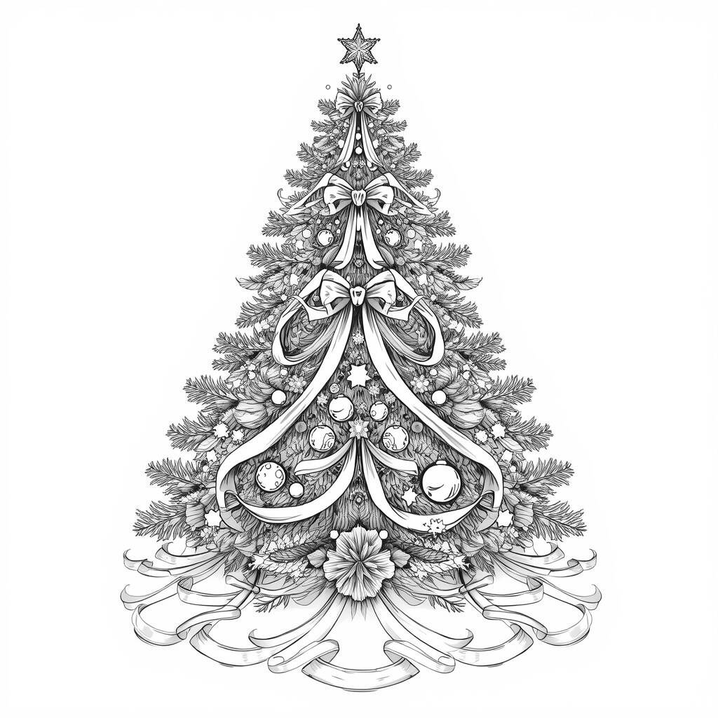Arvore de Natal Elegante (Desenho para Colorir)