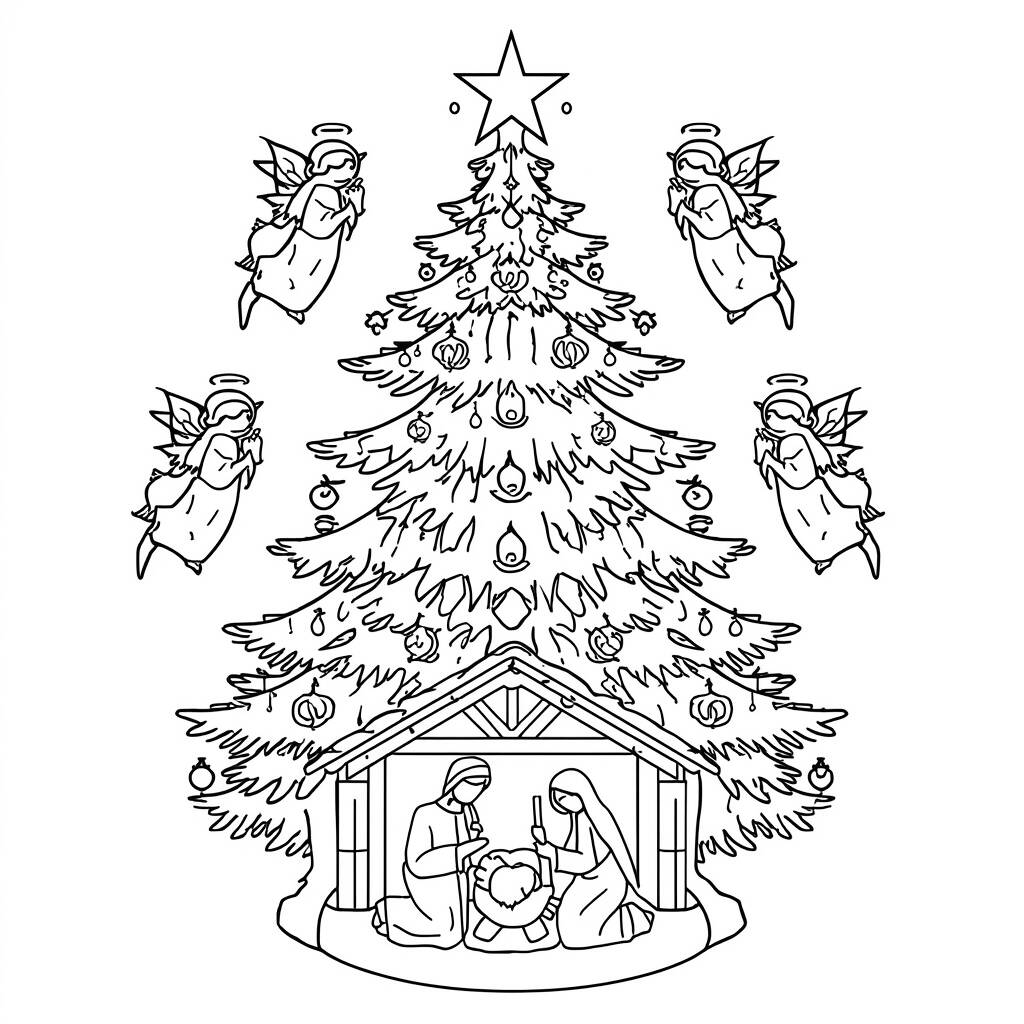 Arvore de Natal de Natal (Desenho para Colorir)