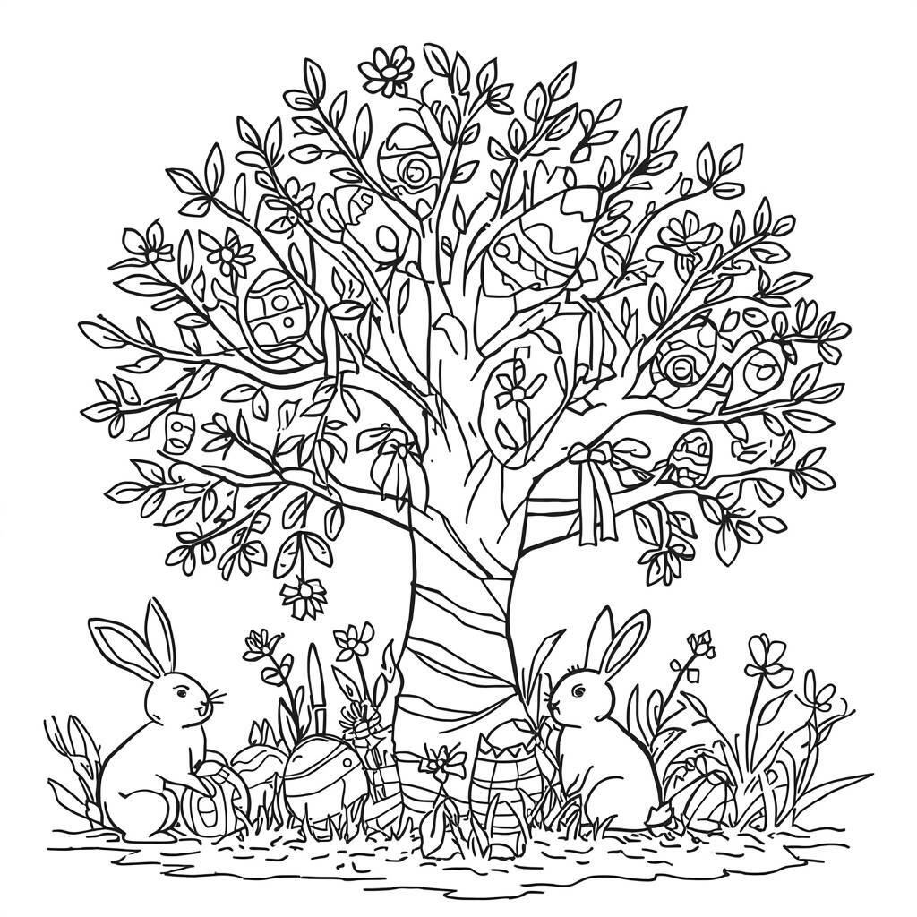 Arvore de Pascoa (Desenho para Colorir)