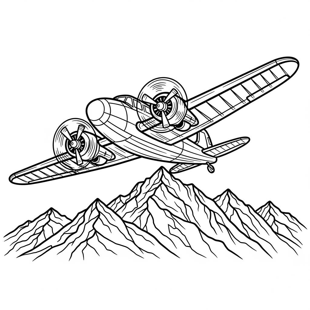 Aviao Vintage Classico (Desenho para Colorir)