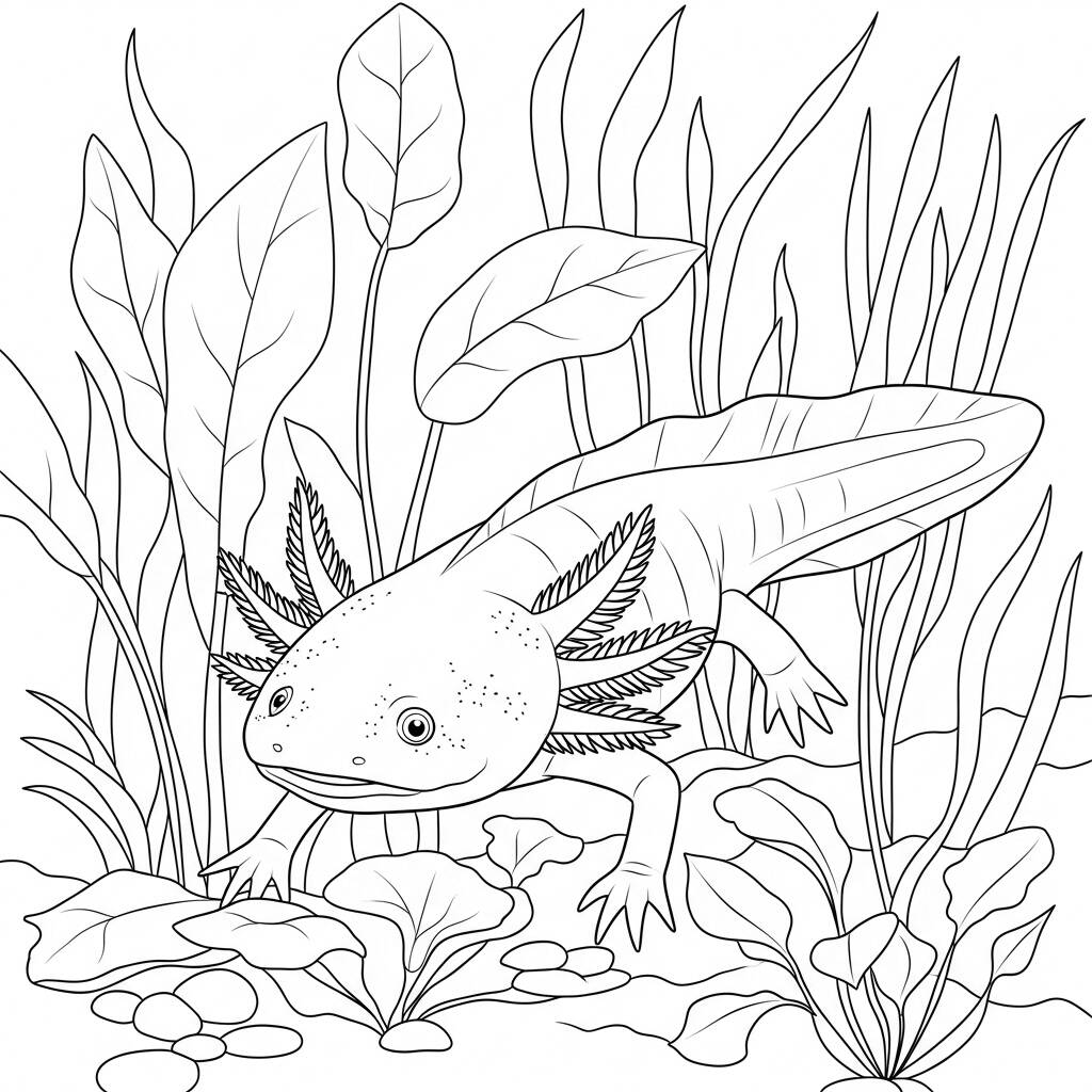 Axolote Realista (Desenho para Colorir)