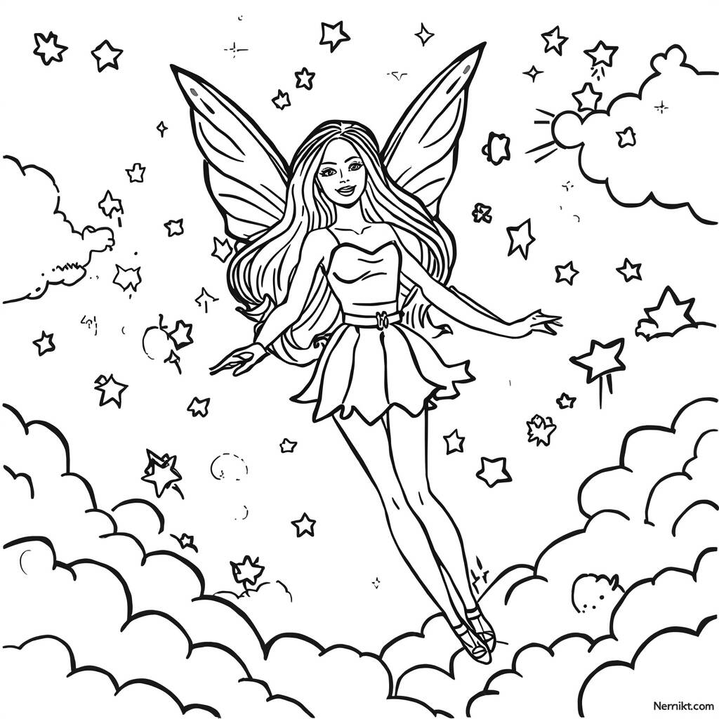 Barbie Magica dos Sonhos (Desenho para Colorir)