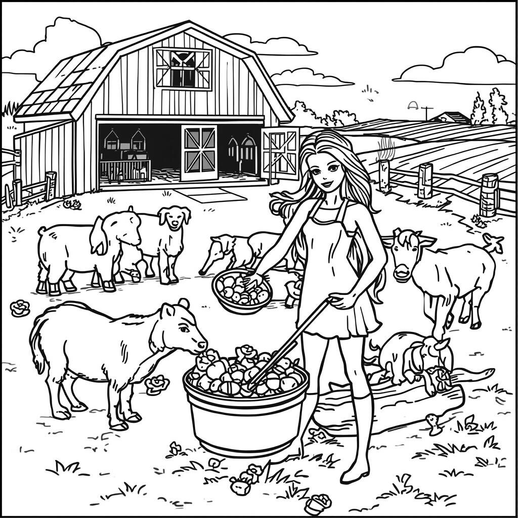 Barbie e a Vida na Fazenda (Desenho para Colorir)