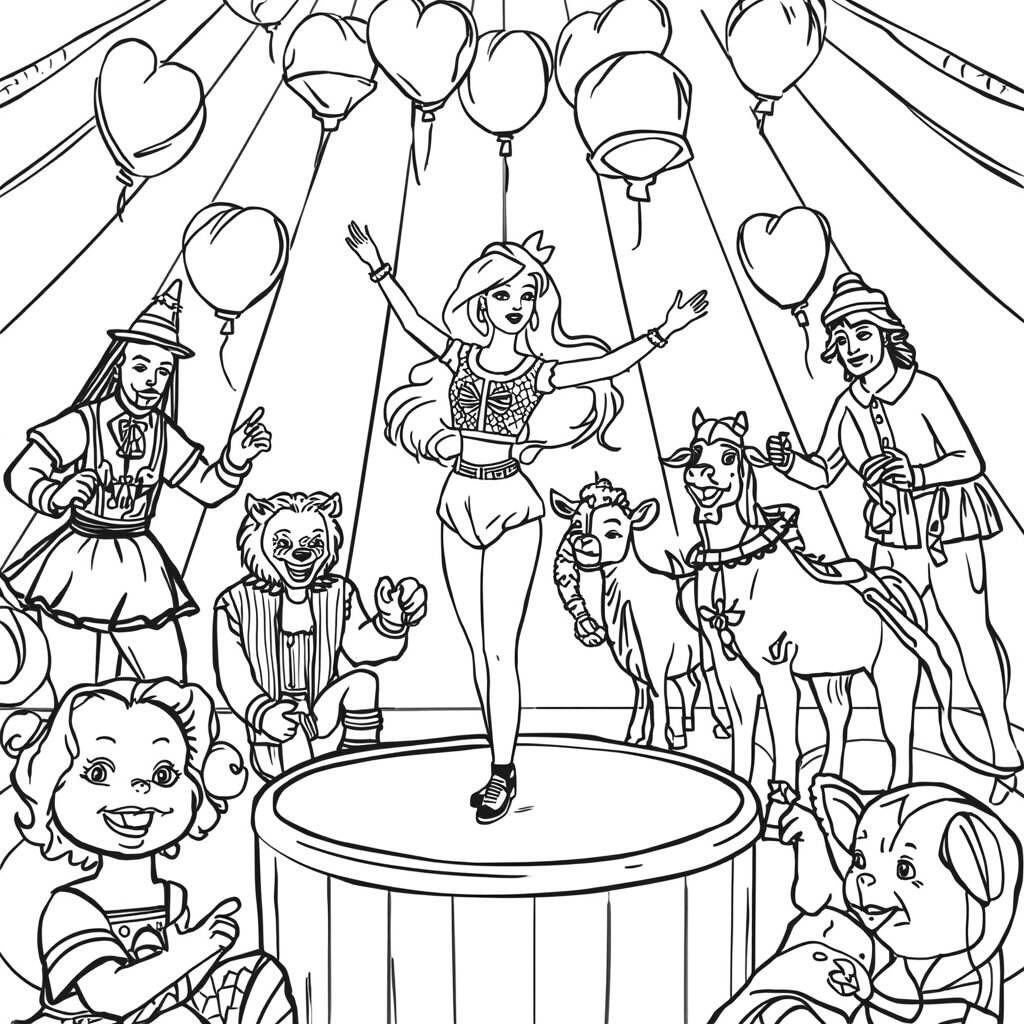 Barbie e o Circo Magico (Desenho para Colorir)