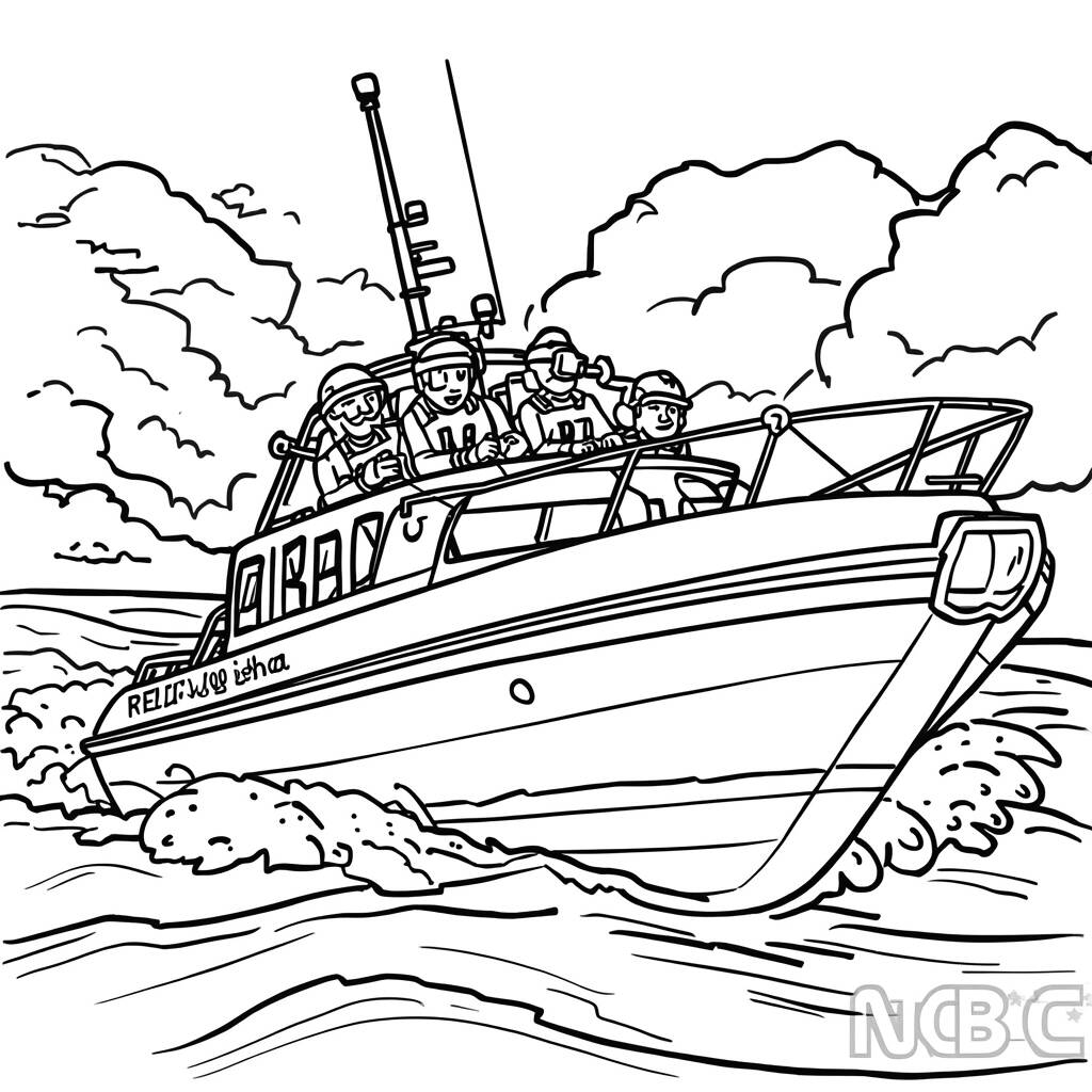 Barco de Resgate Aventura (Desenho para Colorir)